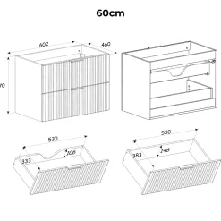 Petits-Meubles Meuble sous-vasque 140cm 2 niches Adriel Cachemire et Bois