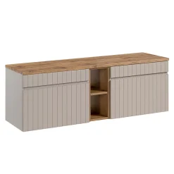 Petits-Meubles Meuble sous-vasque 140cm 2 niches Zelie Cachemire et Bois* Meuble Sous-Vasque
