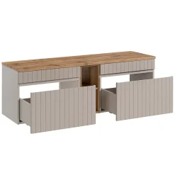 Petits-Meubles Meuble sous-vasque 140cm 2 niches Zelie Cachemire et Bois* Meuble Sous-Vasque