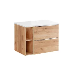 Petits-Meubles Meuble sous-vasque 80cm 2 niches April Bois et Blanc* Meuble Sous-Vasque