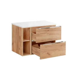 Petits-Meubles Meuble sous-vasque 80cm 2 niches April Bois et Blanc* Meuble Sous-Vasque