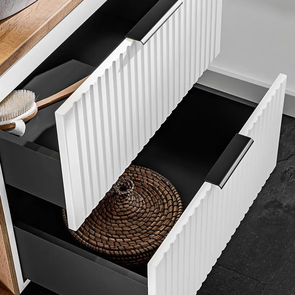 Petits-Meubles Meuble sous-vasque 80cm 2 niches Adriel Blanc