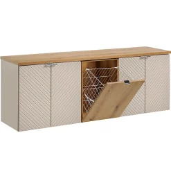 Petits-Meubles Meuble sous-vasque 160cm 4 portes panier à linge Manoa Cachemire et Bois