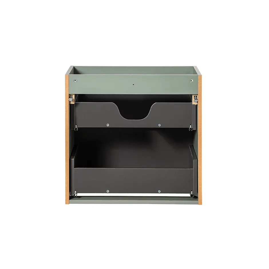 Petits-Meubles Meuble sous-vasque 80cm 2 tiroirs 2 niches Jade Vert et Bois