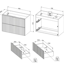 Petits-Meubles Meuble sous-vasque 100cm 2 tiroirs 2 niches Jade Vert et Bois
