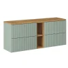 Petits-Meubles Meuble sous-vasque 140cm 4 tiroirs 2 niches Jade Vert et Bois* Meuble Sous-Vasque