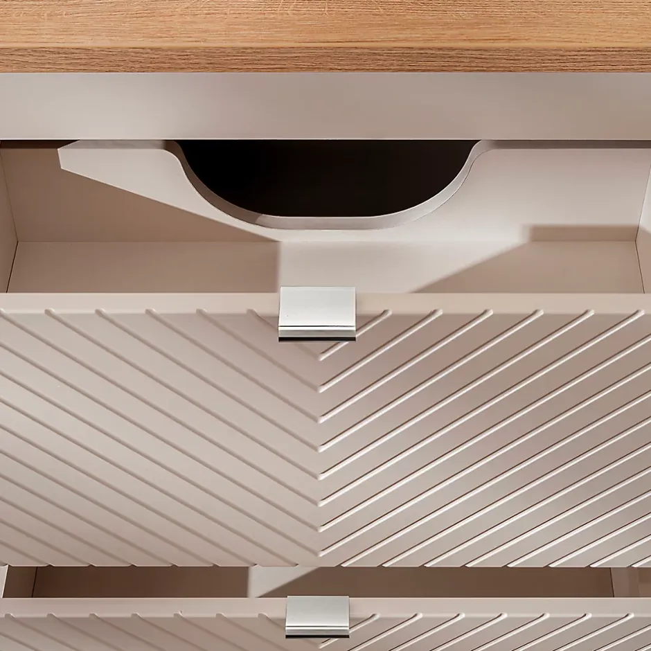 Petits-Meubles Meuble sous-vasque 140cm 4 tiroirs 1 porte Manoa Cachemire et bois* Meuble Sous-Vasque