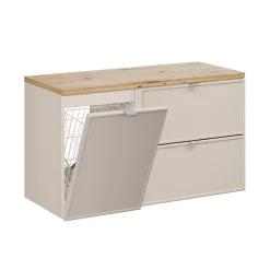 Petits-Meubles Meuble sous-vasque 100cm panier à linge Alba Cachemire