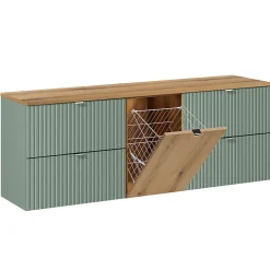 Petits-Meubles Meuble sous-vasque 160cm panier à linge Jade Vert et Bois