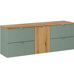 Petits-Meubles Meuble sous-vasque 160cm panier à linge Jade Vert et Bois