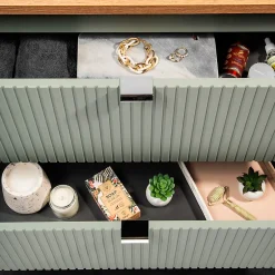 Petits-Meubles Meuble sous-vasque 160cm panier à linge Jade Vert et Bois