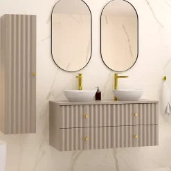 Petits-Meubles Meuble sous-vasque 120cm plan de toilette Izae Cachemire* Meuble Sous-Vasque