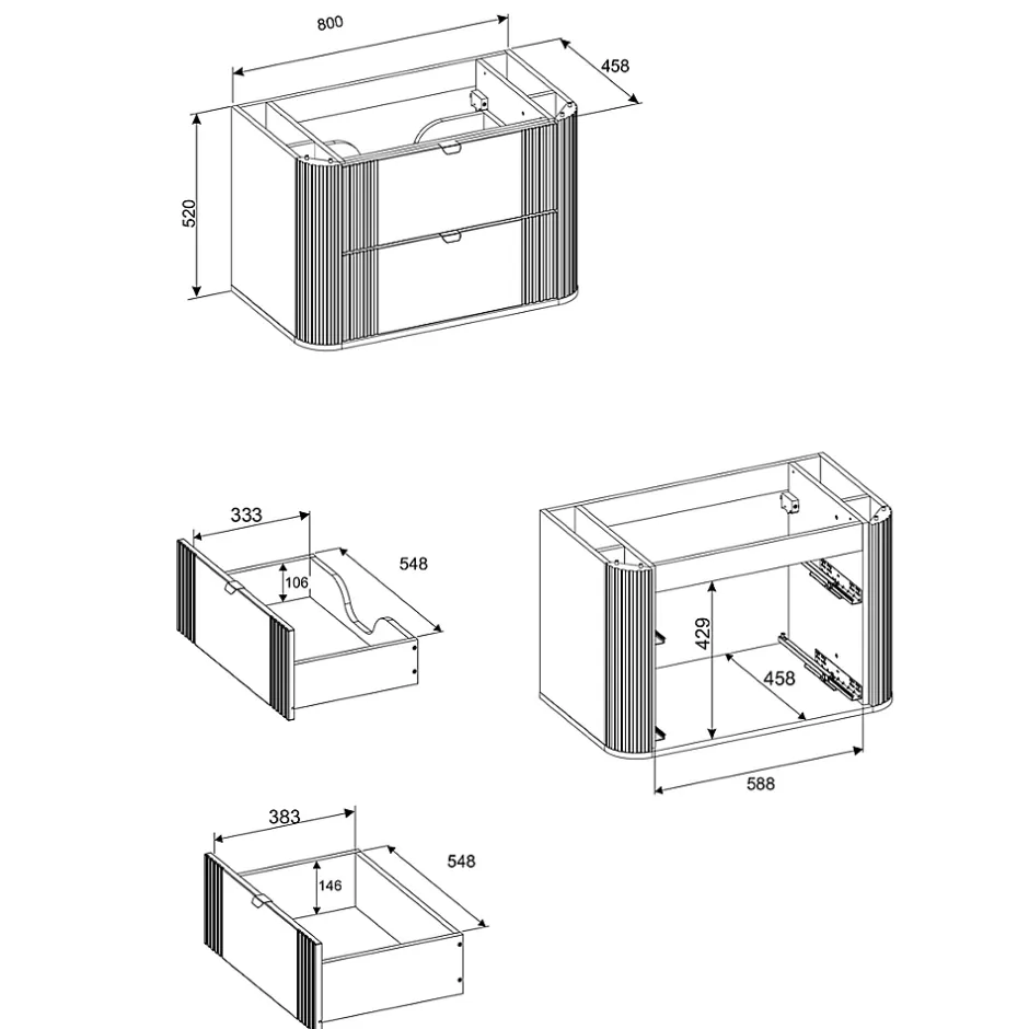 Petits-Meubles Meuble sous-vasque 80cm plan de toilette Mila Bois