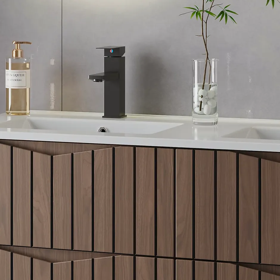 Petits-Meubles Meuble sous-vasque 120cm Siena bois et noir* Meuble Sous-Vasque