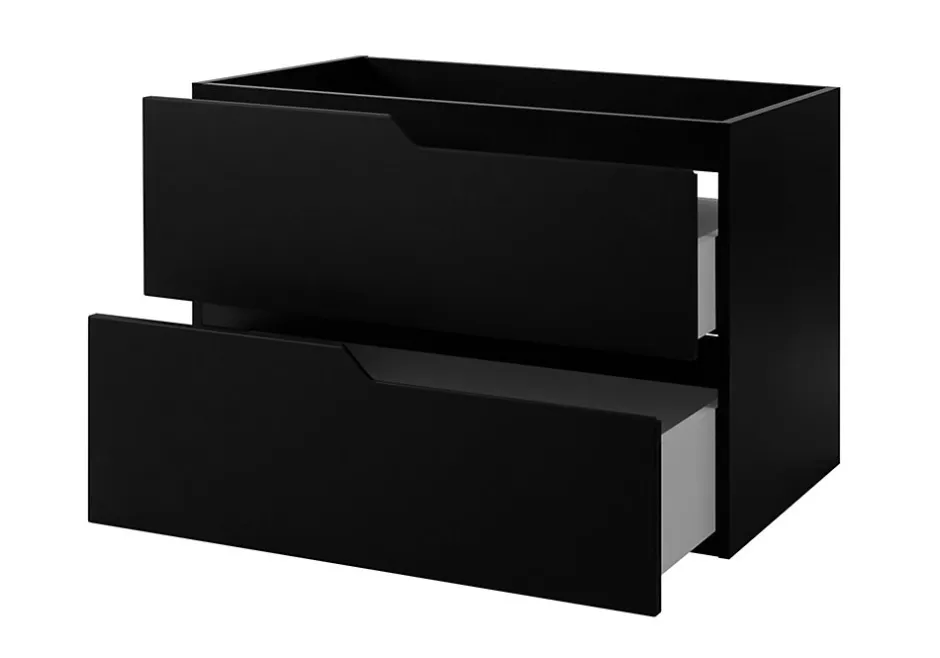 3xE Living Meuble sous-vasque mural pour salle de bain, noir, 80 x 57 x 46 cm, sans plateau* Lave-Mains