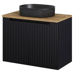 [En.Casa] Meuble sous-vasque NEWPORT avec lavabo 80 x 71 x 40 cm noir / effet chêne en.casa* Meuble Vasque