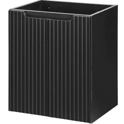 [En.Casa] Meuble sous-vasque NEWPORT avec lavabo 50 x 57 x 39 cm noir rainuré blanc brillant en.casa
