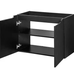 [En.Casa] Meuble sous-vasque NEWPORT avec lavabo 80 x 57 x 39 cm noir rainuré en.casa
