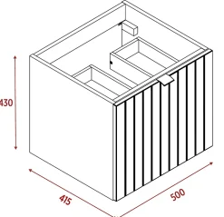 Furnidea Meuble sous-vasque suspendu HARMO 50 cm Façade rainuré cachemire semi-mat