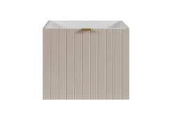 Furnidea Meuble sous-vasque suspendu HARMO 50 cm Façade rainuré cachemire semi-mat