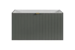 Furnidea Meuble sous-vasque suspendu HARMO 80 cm Façade rainuré vert semi-mat* Meuble Sous Lavabo