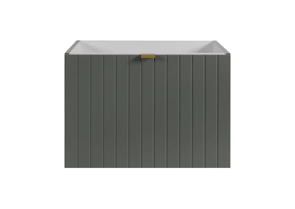 Furnidea Meuble sous-vasque suspendu HARMO 60 cm Façade rainuré vert semi-mat* Meuble Sous Lavabo
