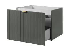 Furnidea Meuble sous-vasque suspendu HARMO 60 cm Façade rainuré vert semi-mat* Meuble Sous Lavabo