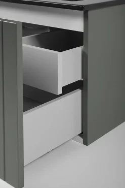 Furnidea Meuble sous-vasque suspendu HARMO 60 cm Façade rainuré vert semi-mat* Meuble Sous Lavabo