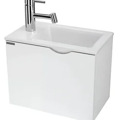 Sanindusa Meuble suspendu pour lave-mains 1 porte Alicante 60x25 hauteur 45cm blanc (lave-mains et mitigeur non inclus)* Lave-Mains