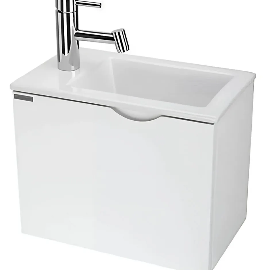 Sanindusa Meuble suspendu pour lave-mains 1 porte Alicante 60x25 hauteur 45cm blanc (lave-mains et mitigeur non inclus)* Lave-Mains