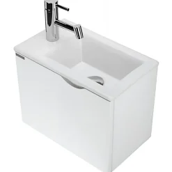 Sanindusa Meuble suspendu pour lave-mains 1 porte Alicante 60x25 hauteur 45cm blanc (lave-mains et mitigeur non inclus)* Lave-Mains