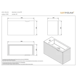 Sanindusa Meuble suspendu pour lave-mains 1 porte Alicante 60x25 hauteur 45cm blanc (lave-mains et mitigeur non inclus)* Lave-Mains