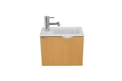 Sanindusa Meuble suspendu pour lave-mains 1 porte Alicante 40x25 hauteur 33cm couleur hêtre (lave-mains et mitigeur non inclus)* Lave-Mains