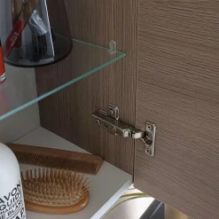 Kiamami Valentina Meuble Suspendu Pour Salle De Bains Chêne Naturel 1 Porte Avec Poignée Rimini