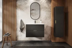 Furnidea Meuble suspendu sous lavabo FLOW noir 80 cm* Meuble Sous Lavabo