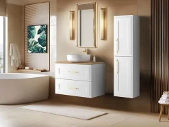 Furnidea Meuble suspendu sous lavabo CLASSIC blanc 80 cm* Meuble Sous Lavabo
