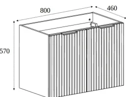 Furnidea Meuble suspendu sous lavabo avec 2 portes FLOW CHÊNE 80 cm