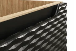 Furnidea Meuble suspendu sous vasque OCEAN chêne et noir 60 cm - 2 tiroirs façades 3D