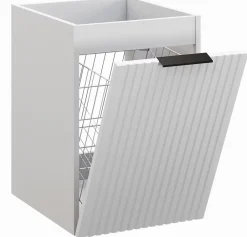 Furnidea Meuble suspendu sous vasque avec panier à linge ADEL BLANC 160 cm