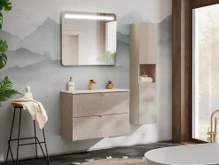 Furnidea Meuble suspendu sous vasque avec 2 tiroirs VIVA CACHEMIRE 60 cm