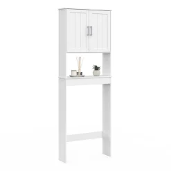 IDMarket Meuble étagère dessus WC WALDO placard bois blanc