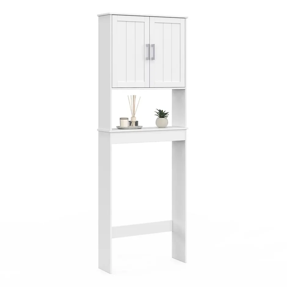 IDMarket Meuble étagère dessus WC WALDO placard bois blanc