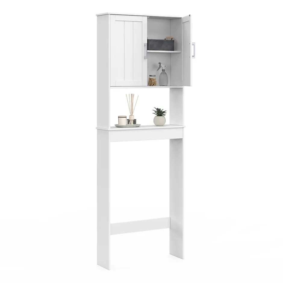 IDMarket Meuble étagère dessus WC WALDO placard bois blanc