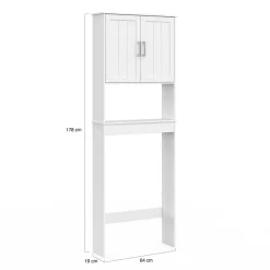IDMarket Meuble étagère dessus WC WALDO placard bois blanc