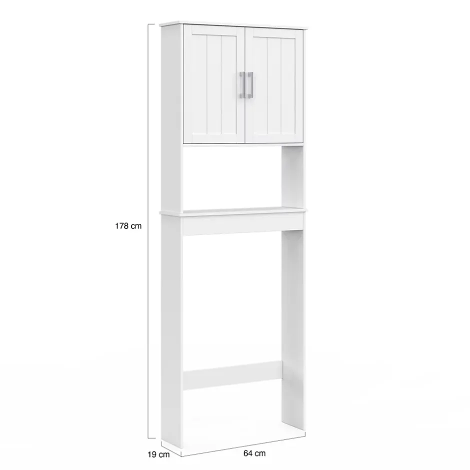 IDMarket Meuble étagère dessus WC WALDO placard bois blanc