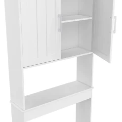 IDMarket Meuble étagère dessus WC WALDO placard bois blanc