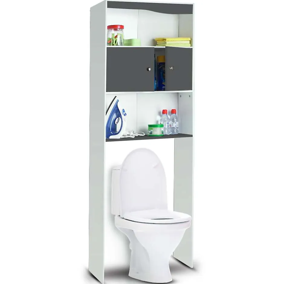 Ose Meuble étagère WC 2 portes effet bois