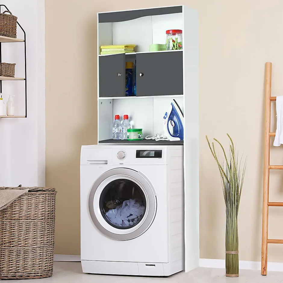 Ose Meuble étagère WC 2 portes effet bois