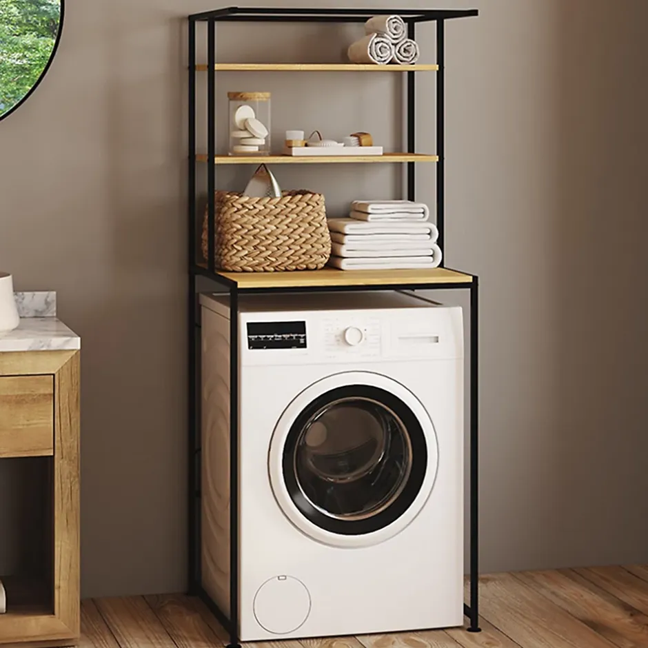 IDMarket Meuble étagères de rangement dessus machine à laver DETROIT design industriel
