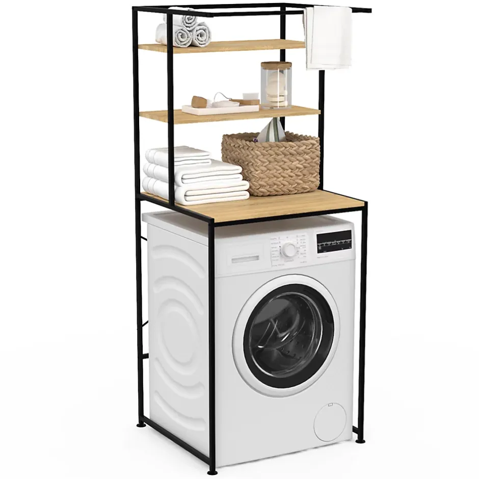 IDMarket Meuble étagères de rangement dessus machine à laver DETROIT design industriel